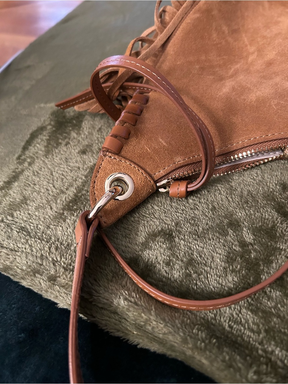 ba&sh Swing Fringed Suede Shoulder Bag -
Cognac Brown (As-ls) - Picture 11 of 14